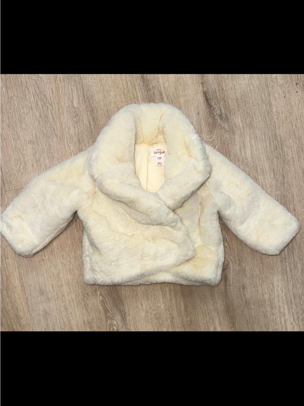 Cat & Jack Cream Faux Fur Shawl Collar Kids Jacket
